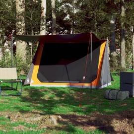 Cort de camping pentru 2 persoane, gri/portocaliu, impermeabil, 3 image