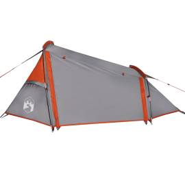 Cort de camping tunel 2 persoane, gri/portocaliu, impermeabil, 5 image