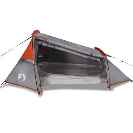 Cort de camping tunel 2 persoane, gri/portocaliu, impermeabil, 4 image