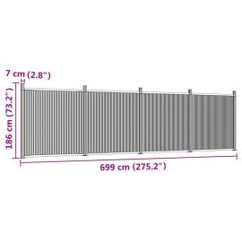 Panouri pentru gard, gri, 699x186 cm, wpc, 9 image