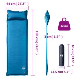 Saltea de camping gonflabilă cu pernă, 1 persoană, turcoaz, 5 image