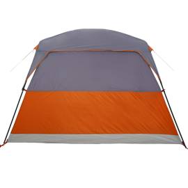 Cabină cort de camping 4 persoane gri și portocaliu impermeabil, 9 image