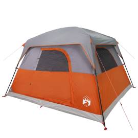 Cabină cort de camping 4 persoane gri și portocaliu impermeabil, 4 image
