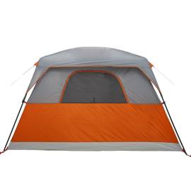 Cabină cort de camping 4 persoane gri și portocaliu impermeabil, 8 image