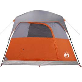 Cabină cort de camping 4 persoane gri și portocaliu impermeabil, 6 image