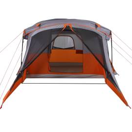Cort camping cu verandă 4 persoane, gri/portocaliu, impermeabil, 7 image
