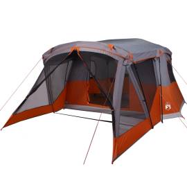Cort camping cu verandă 4 persoane, gri/portocaliu, impermeabil, 4 image