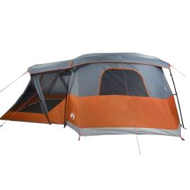 Cort camping cu verandă 4 persoane, gri/portocaliu, impermeabil, 8 image