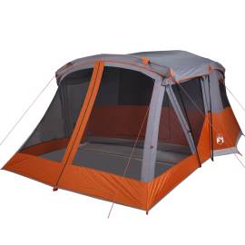 Cort camping cu verandă 4 persoane, gri/portocaliu, impermeabil, 5 image