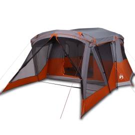 Cort camping cu verandă 4 persoane, gri/portocaliu, impermeabil, 2 image