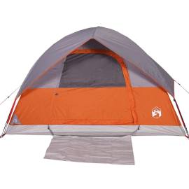 Cort de camping cupolă 3 persoane, gri/portocaliu, impermeabil, 8 image