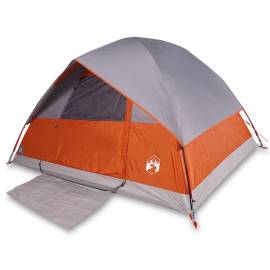 Cort de camping cupolă 3 persoane, gri/portocaliu, impermeabil, 2 image