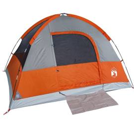 Cort de camping cupolă 3 persoane, gri/portocaliu, impermeabil, 5 image