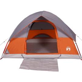Cort de camping cupolă 3 persoane, gri/portocaliu, impermeabil, 6 image