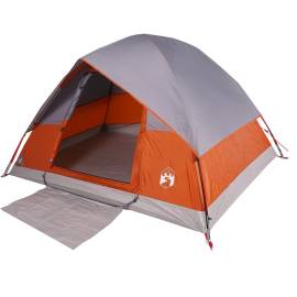 Cort de camping cupolă 3 persoane, gri/portocaliu, impermeabil, 7 image