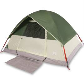 Cort de camping cupolă pentru 3 persoane, verde, impermeabil, 2 image