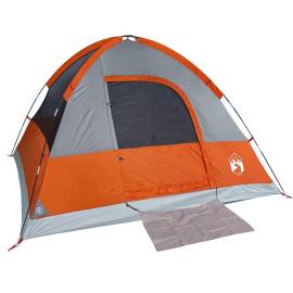 Cort de camping pentru 4 persoane, gri/portocaliu, impermeabil, 5 image