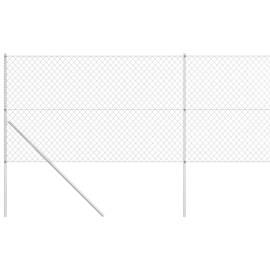 Gard din plasă cu stâlpi, argintiu, 15 x 1,5 m, oțel galvanizat, 3 image