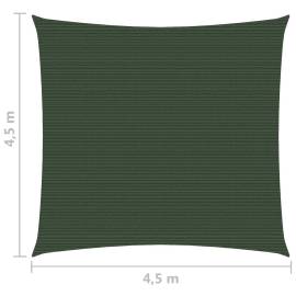 Pânză parasolar, verde închis, 4,5x4,5 m, hdpe, 160 g/m², 6 image