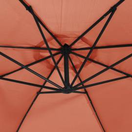 Umbrelă în consolă cu led-uri, cărămiziu, 350 cm, 9 image