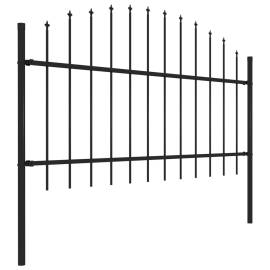 Gard de grădină cu vârf suliță, negru, 13,6 m, oțel, 3 image