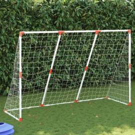 Poartă de fotbal pentru copii cu mingi 2-în-1 alb 184x64x124 cm