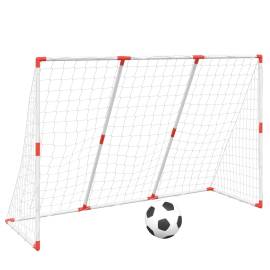 Poartă de fotbal pentru copii cu mingi 2-în-1 alb 184x64x124 cm, 2 image