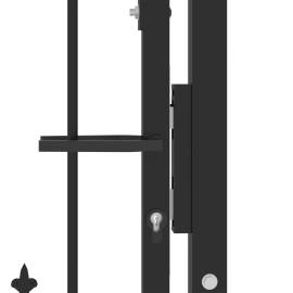 Poartă de gard cu țepușe, negru, 100x100 cm, oțel, 4 image