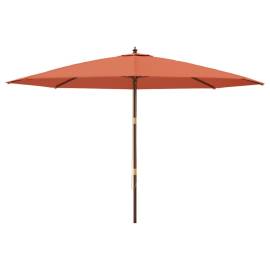 Umbrelă de soare de grădină stâlp din lemn cărămiziu 400x273 cm, 3 image