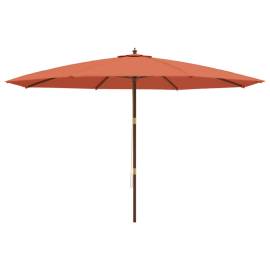 Umbrelă de soare de grădină stâlp din lemn cărămiziu 400x273 cm, 4 image