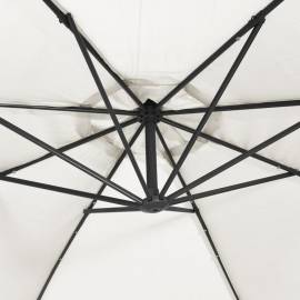 Umbrelă suspendată cu led-uri și stâlp metalic, nisipiu, 350 cm, 9 image