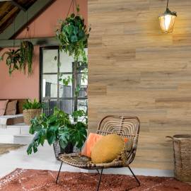 Wallart panouri perete aspect de lemn, maro latte, stejar natural, 5 image