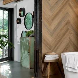 Wallart panouri perete aspect de lemn, maro latte, stejar natural, 7 image