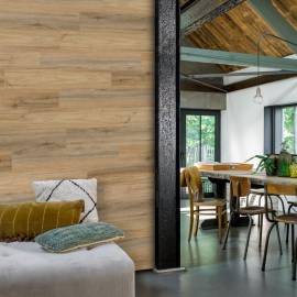 Wallart panouri perete aspect de lemn, maro latte, stejar natural, 6 image