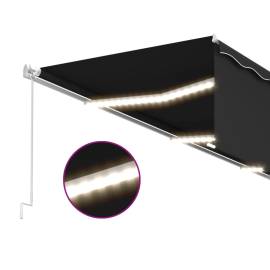 Copertină retractabilă manual cu stor&led, antracit, 6x3 m, 5 image