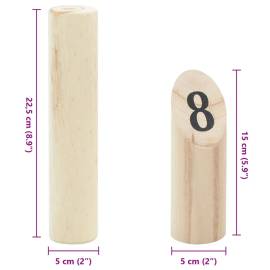 Kubb set jocuri cu numere 13 piese geantă de transport lemn masiv pin, 8 image