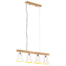 Lampă suspendată industrială, alb, lemn de mango, e27, 3 image