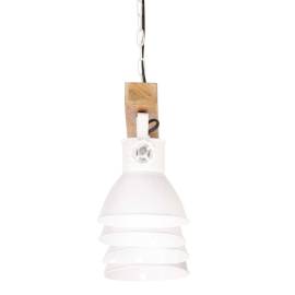 Lampă suspendată industrială, alb, lemn de mango, e27, 5 image