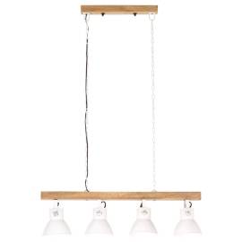 Lampă suspendată industrială, alb, lemn de mango, e27, 4 image
