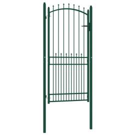 Poartă de gard cu țepușe, verde, 100x200 cm, oțel, 2 image