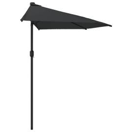 Umbrelă de balcon tijă aluminiu negru 270x144x222cm semicerc, 4 image