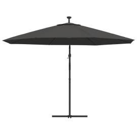 Umbrelă de consolă cu led și stâlp de metal, antracit, 350 cm, 7 image