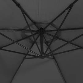Umbrelă de consolă cu led și stâlp de metal, antracit, 350 cm, 9 image