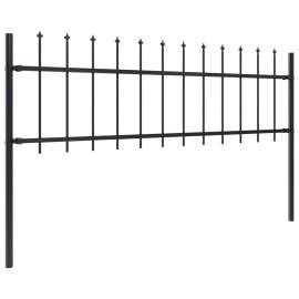 Gard de grădină cu vârf suliță, negru, 15,3 m, oțel, 2 image