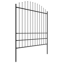 Gard de grădină cu vârf suliță, negru, 5,1 m, oțel, 3 image