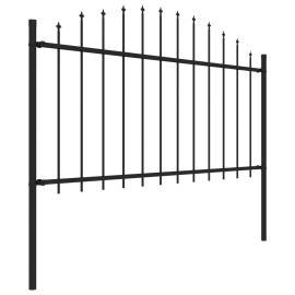 Gard de grădină cu vârf suliță, negru, 6,8 m, oțel, 3 image