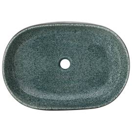 Lavoar de blat, turcoaz, 59x40x14 cm, ceramică, oval, 6 image