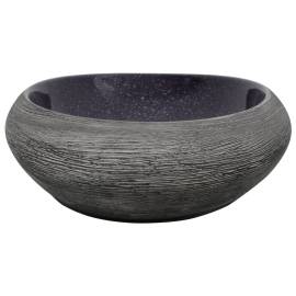 Lavoar de blat, violet și gri, 59x40x14 cm, ceramică, oval, 5 image