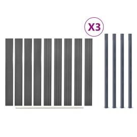Set panouri pentru gard, gri, 526x186 cm, wpc, 8 image
