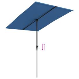 Umbrelă de soare exterior, stâlp aluminiu, azuriu, 2 x 1,5 m, 7 image